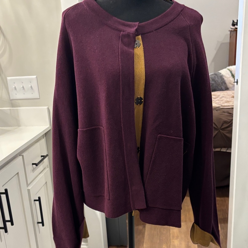 Women's Burgundy Cardigan Sweater